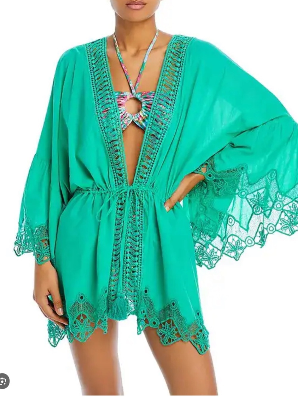 Ramy Brook green Crochet-Detail cover up